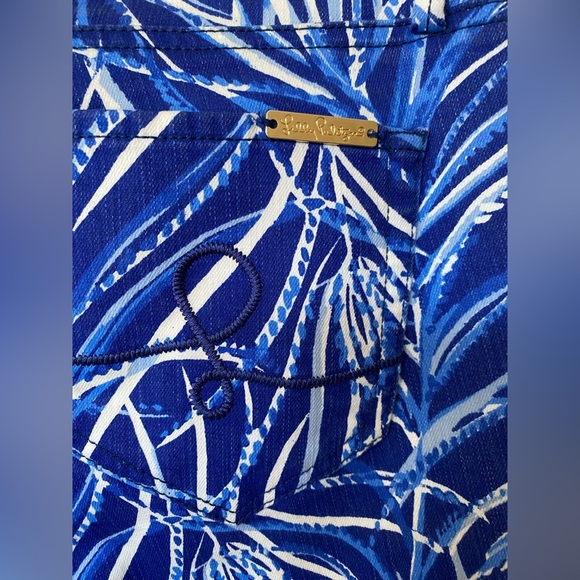 Lilly Pulitzer Twilight Blue Leaf Print denim Pants size 4 - Picture 4 of 7